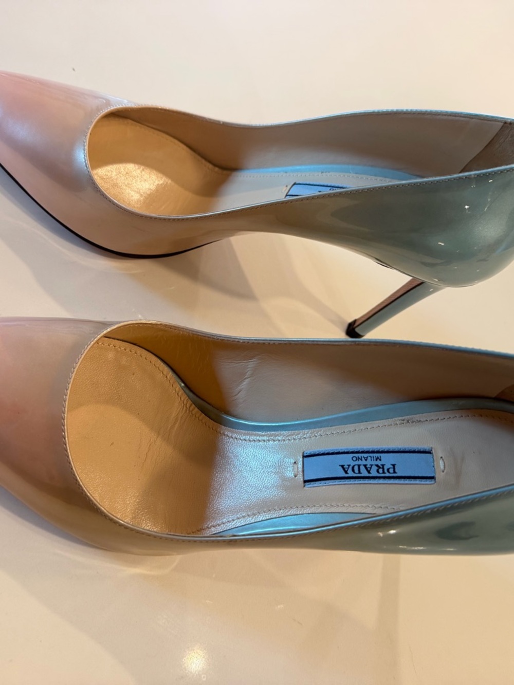 Prada Ombré Iridescent Pointed Toe Pumps in Pink to Blue - Picture 2 of 5